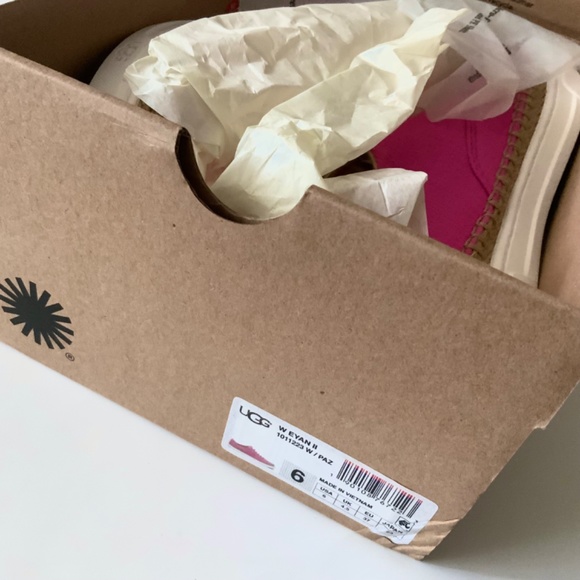 UGG AUSTRALIA EYAN II PINK AZALEA CANVAS BOAT STYLE SNEAKERS Trainers Flat Shoes - Picture 16 of 16